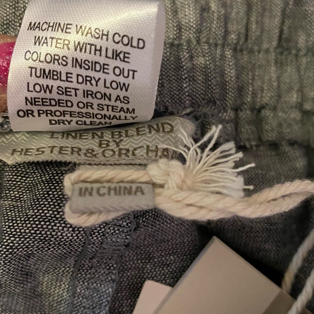 Women’s Linen Blend Pants Wide Leg High Rise Pull On Heather Gray Size Small - Picture 5 of 7